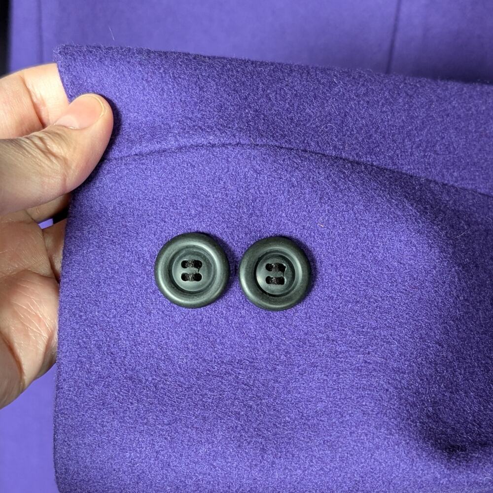 Vintage Adolfo Classics Purple 100% Wool Double-Breasted Coat – Size 6 - Picture 5 of 6